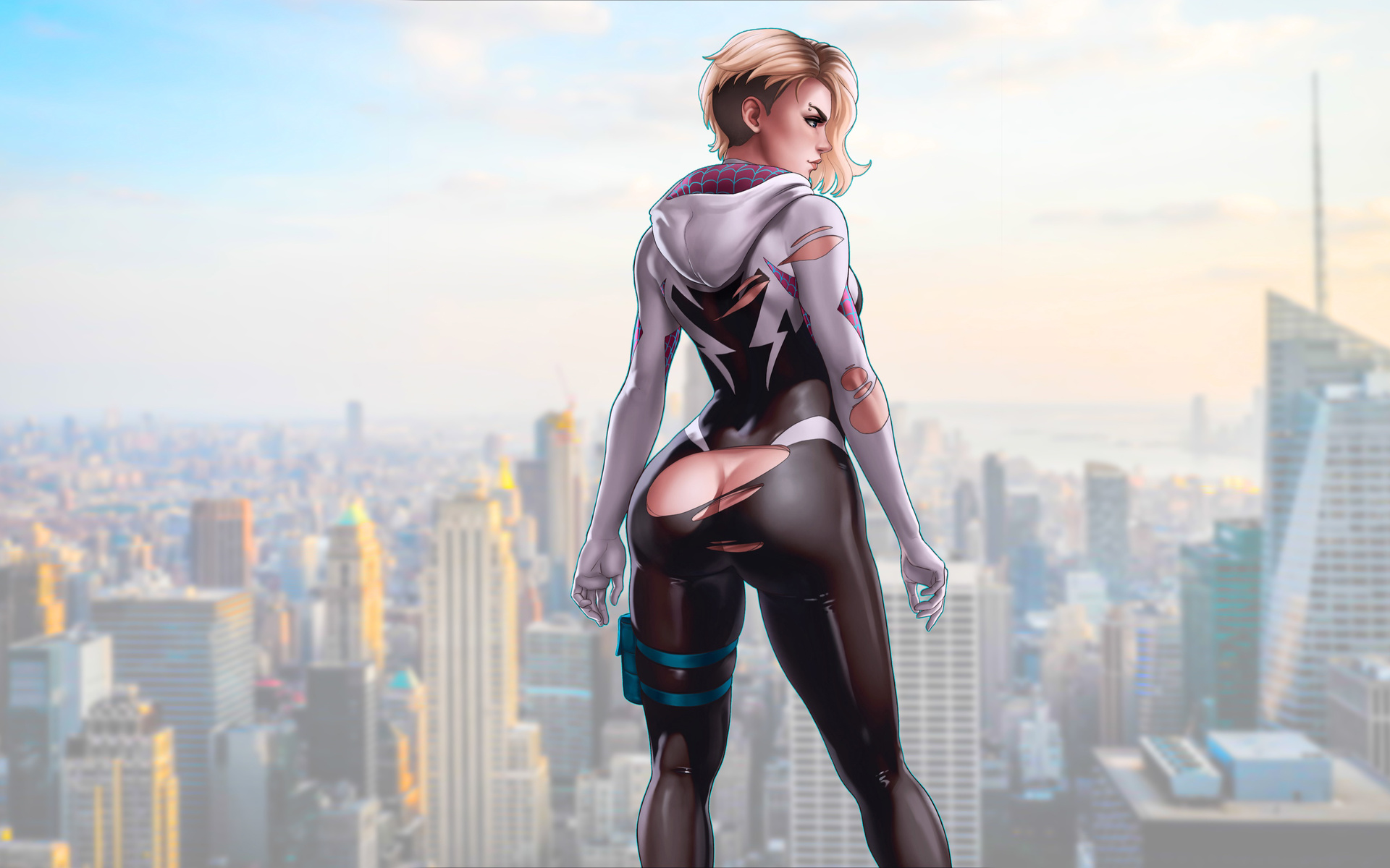 gwen stacy, spider gwen, comic, girls, superheroines, marvel, comics, ass, blonde