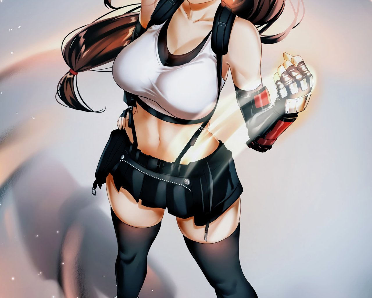 tifa lockhart, final fantasy, brunette, game girl, games, boobs, miniskirt