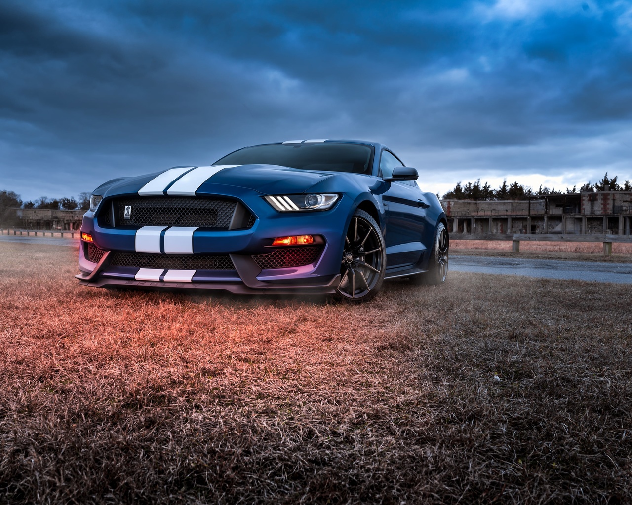 blue, car, ford, mustang