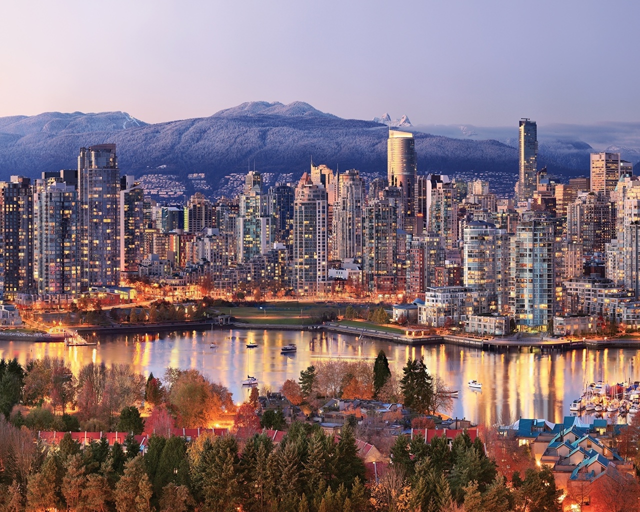 vancouver, canada, cityscape, modern architecture, mountain, river