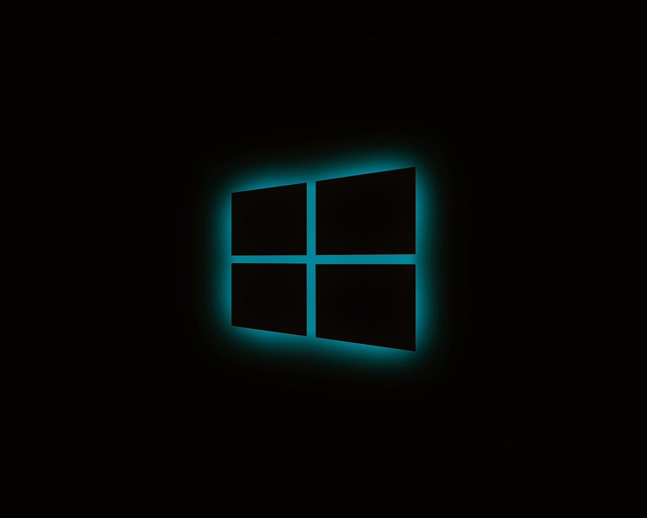 windows, glowing, logo, blue