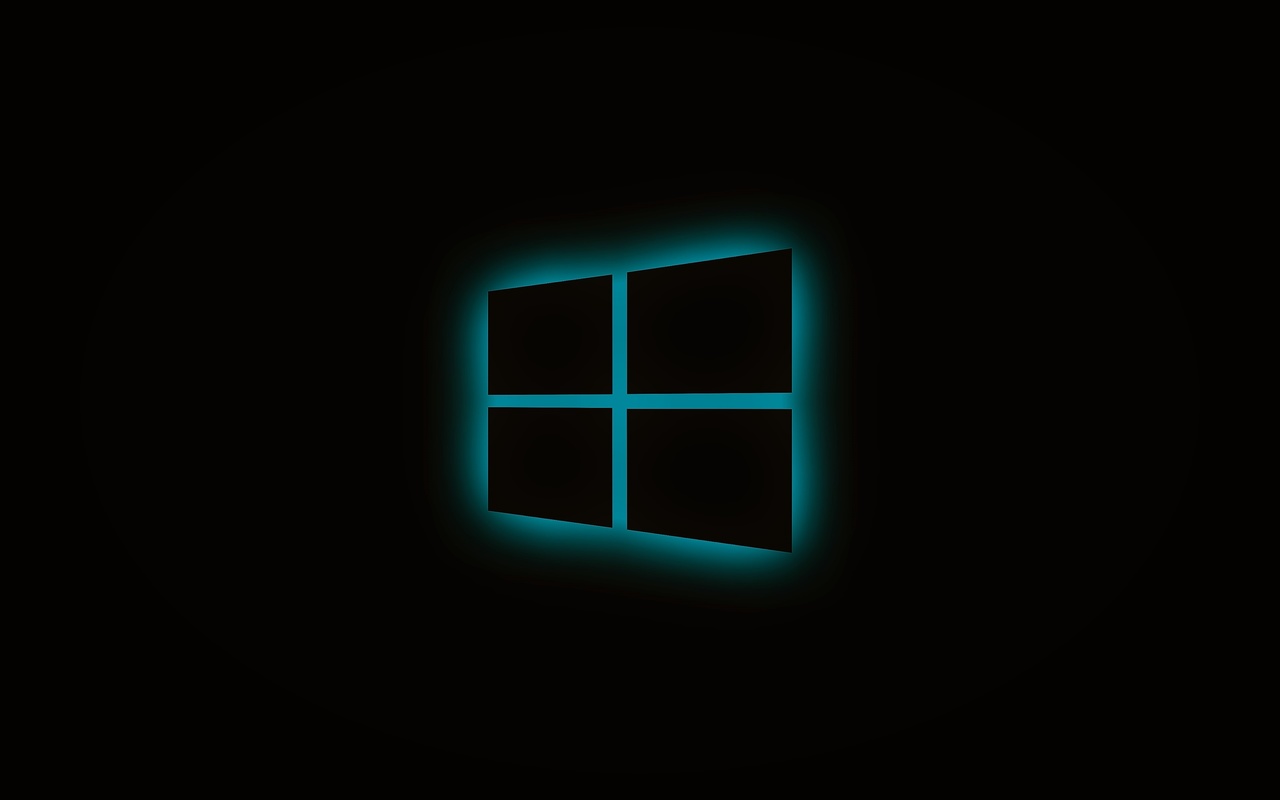 windows, glowing, logo, blue