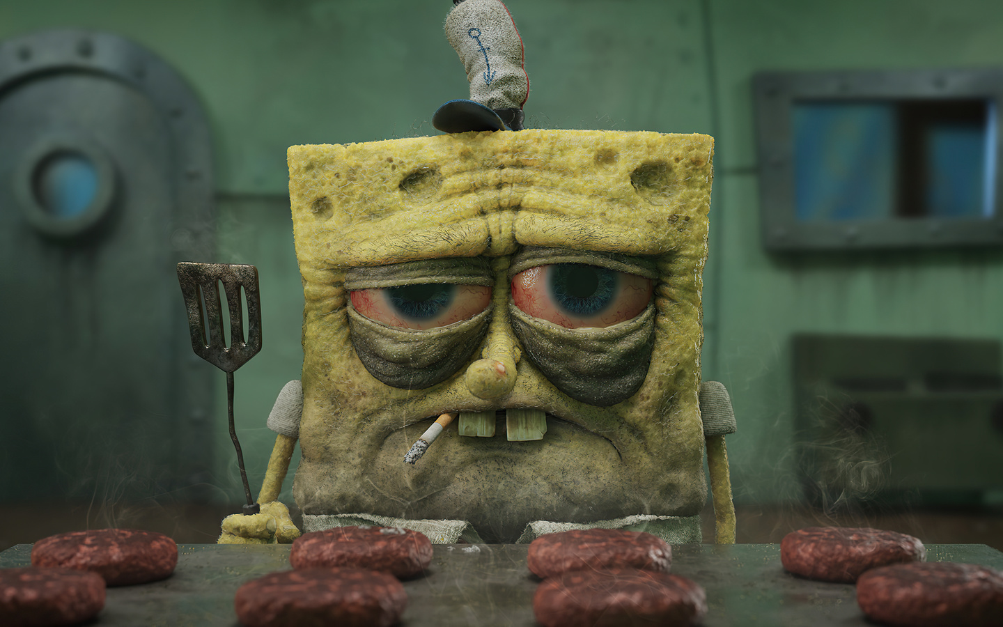 spongebob, cooking, time