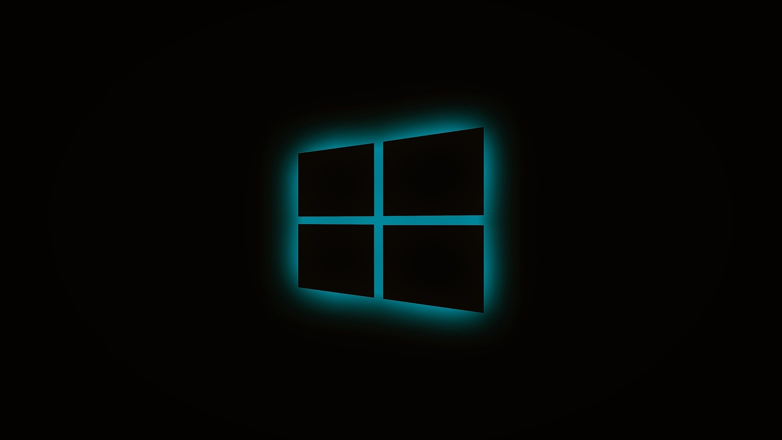 windows, glowing, logo, blue