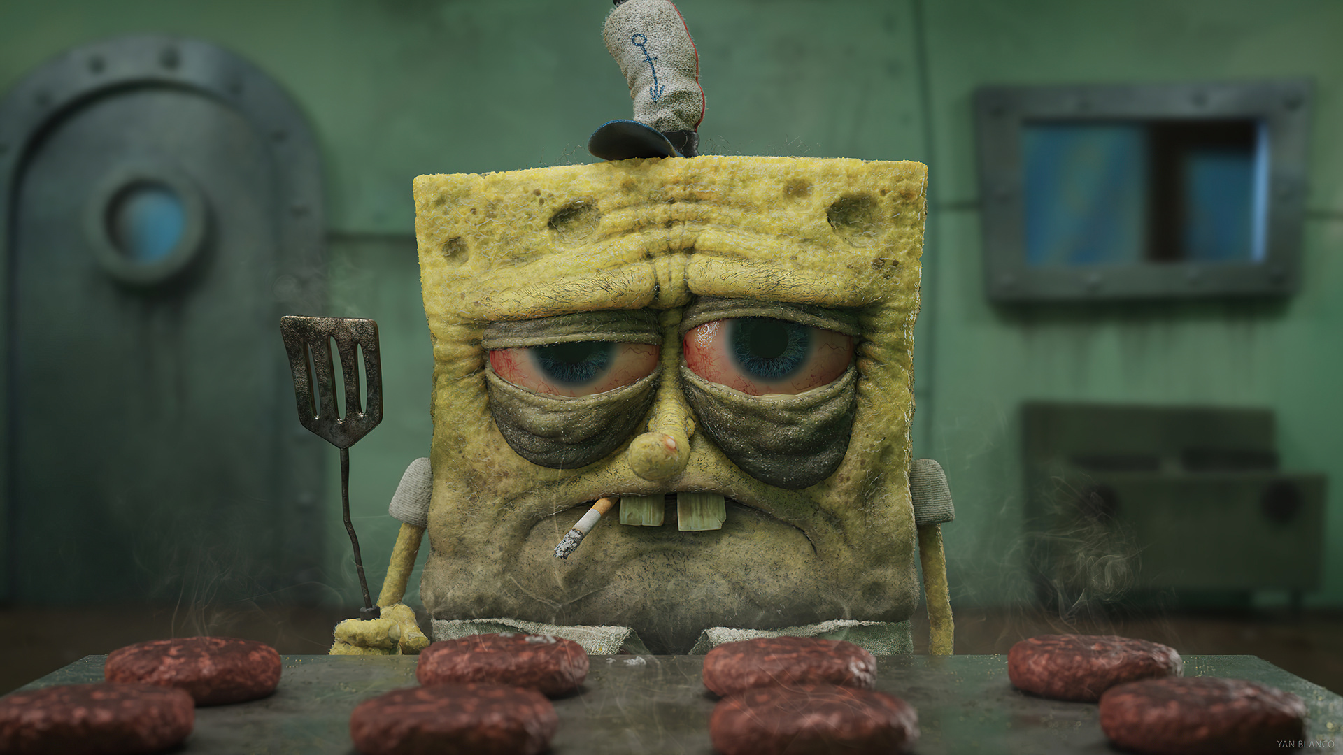 spongebob, cooking, time