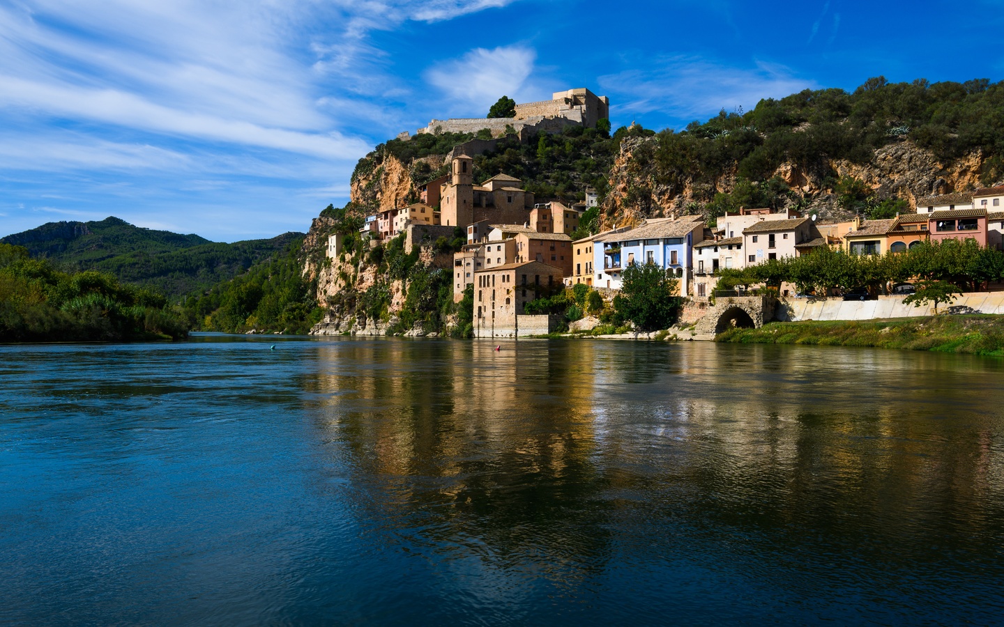 , , , , tarragona, castle, miravet, ebro, river, 