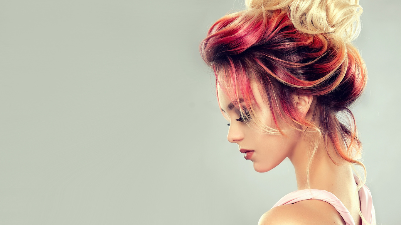 girl, face, style, hair, makeup, hairstyle, profile, coloful