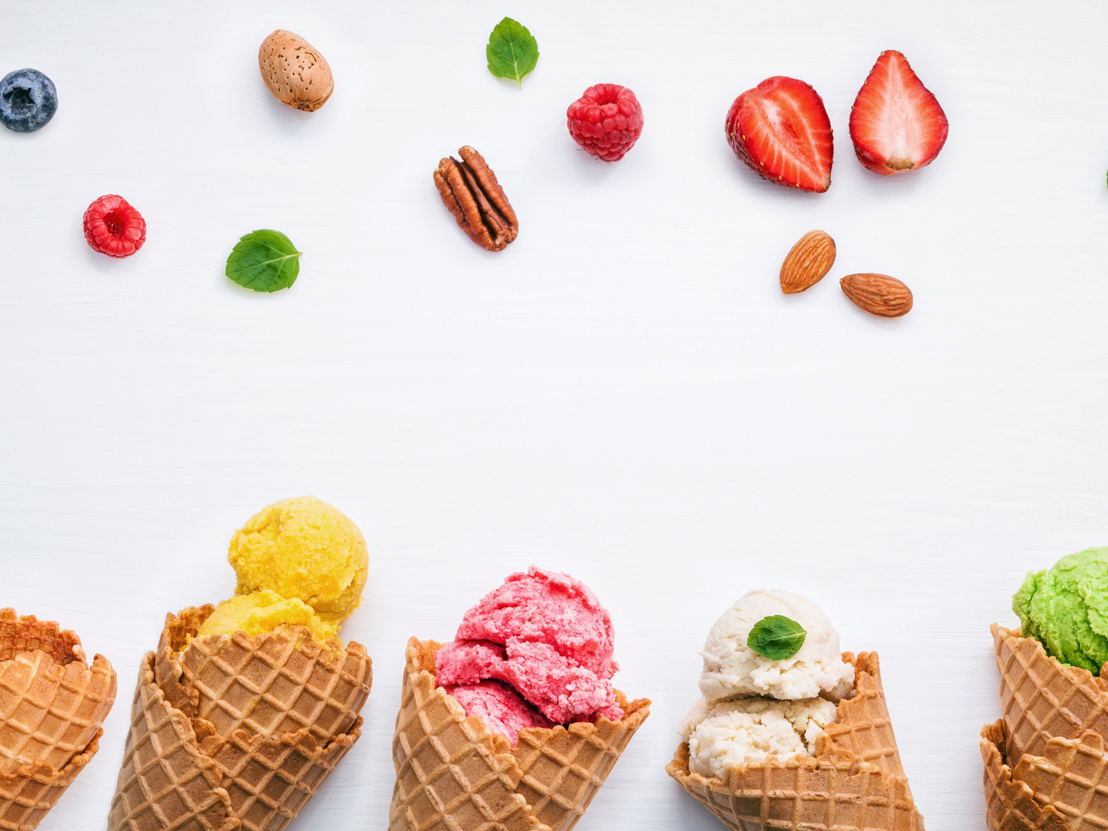 , colorful, , , , fruit, berries, ice cream, cone