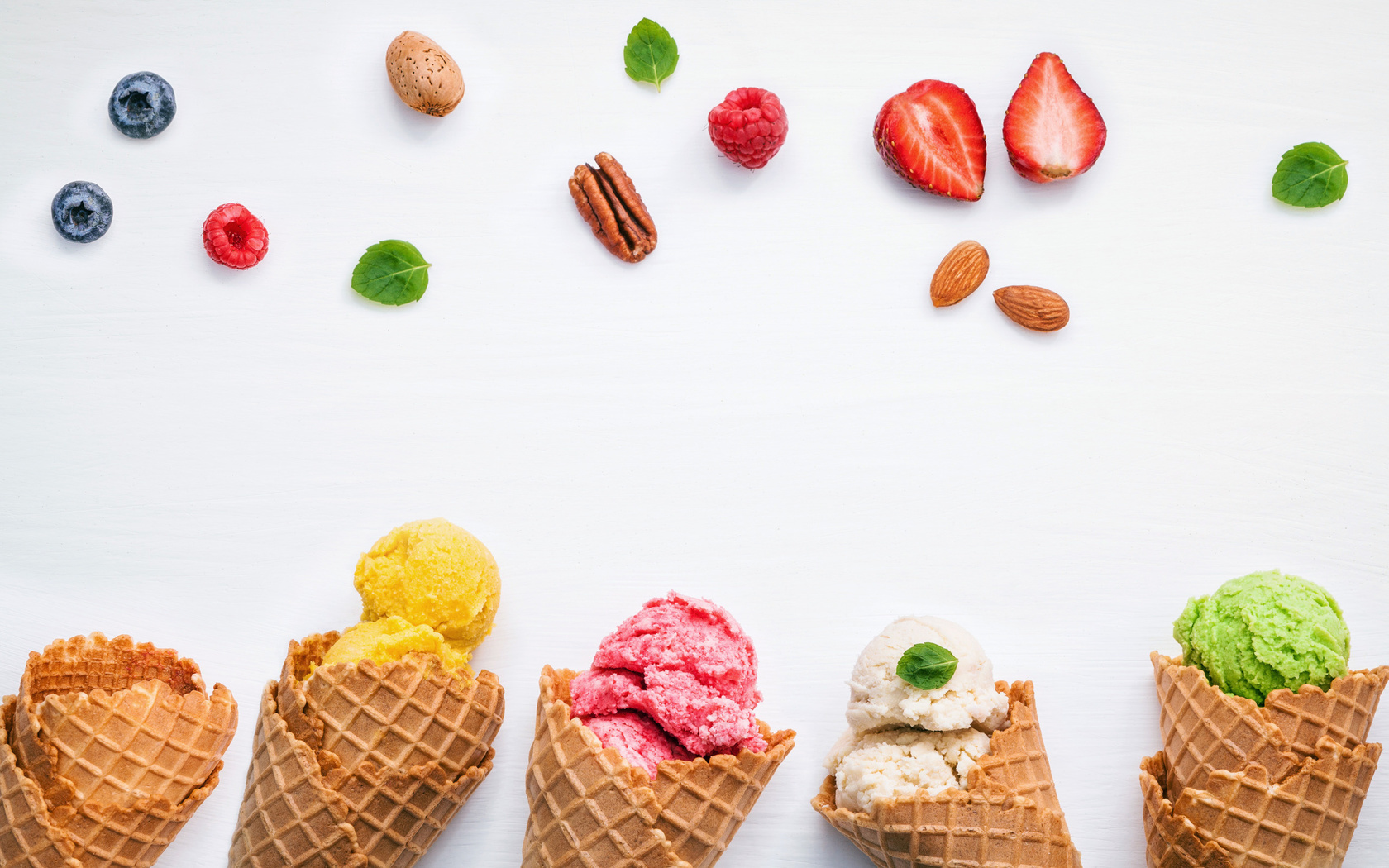 , colorful, , , , fruit, berries, ice cream, cone