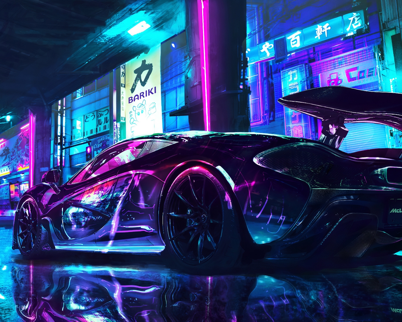 cyberpunk, maclaren, supercars, neon, art, , 