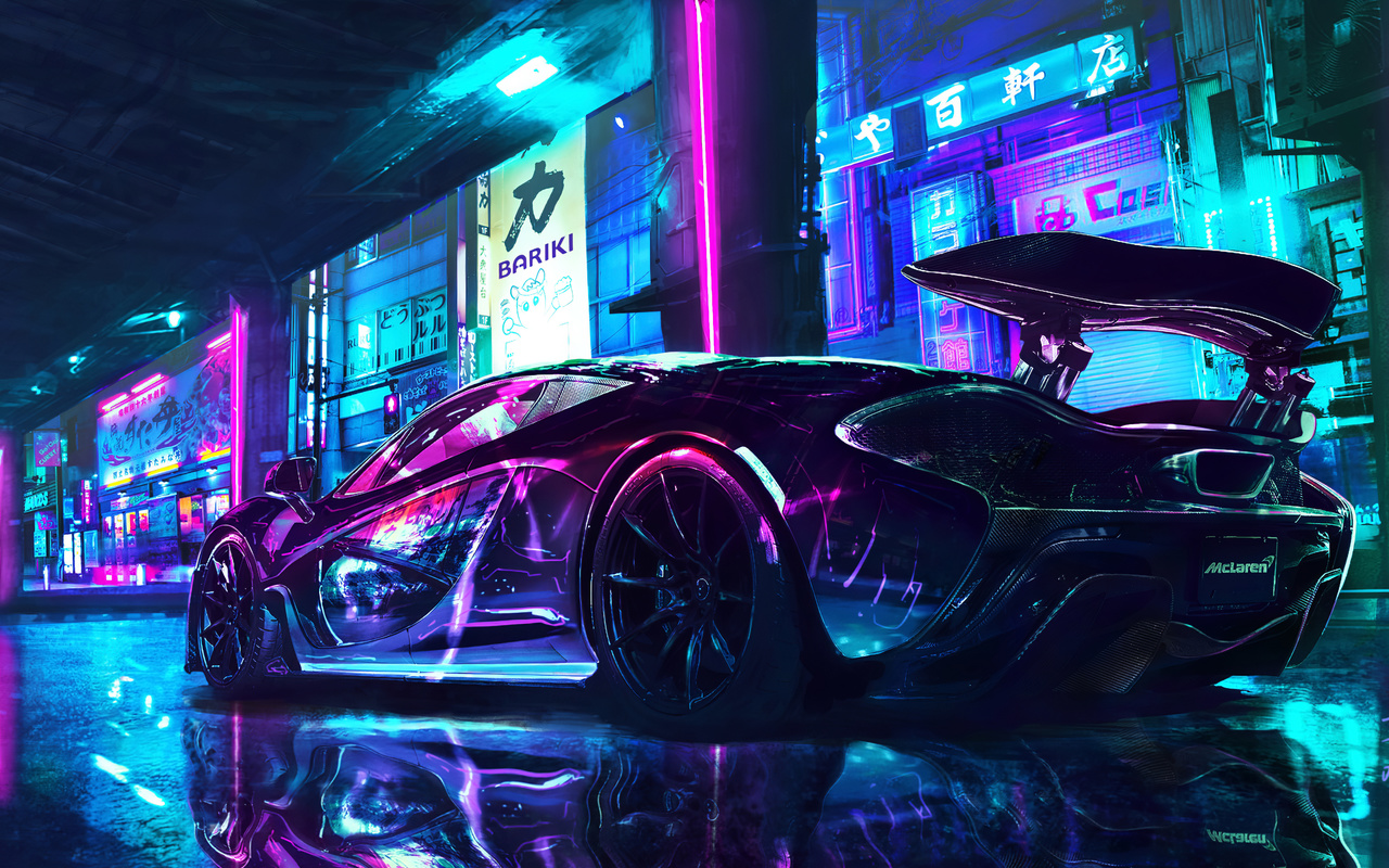 cyberpunk, maclaren, supercars, neon, art, , 