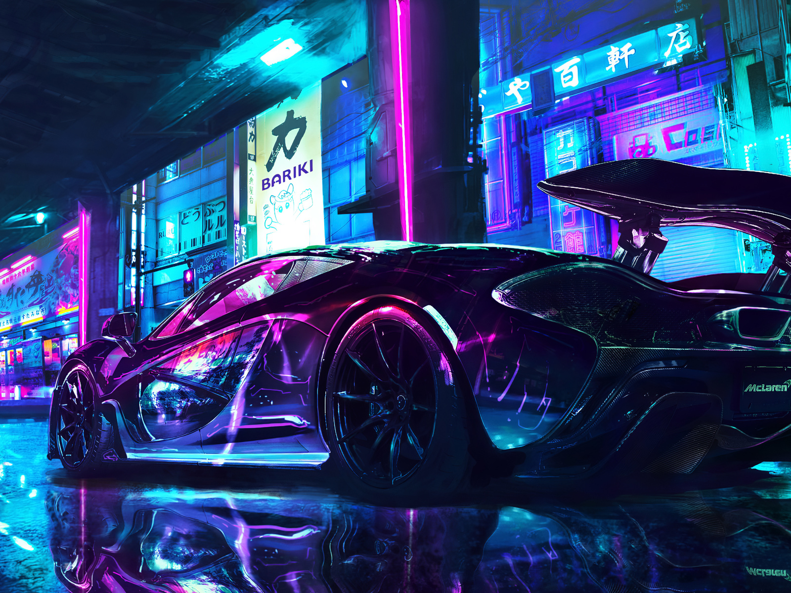 cyberpunk, maclaren, supercars, neon, art, , 