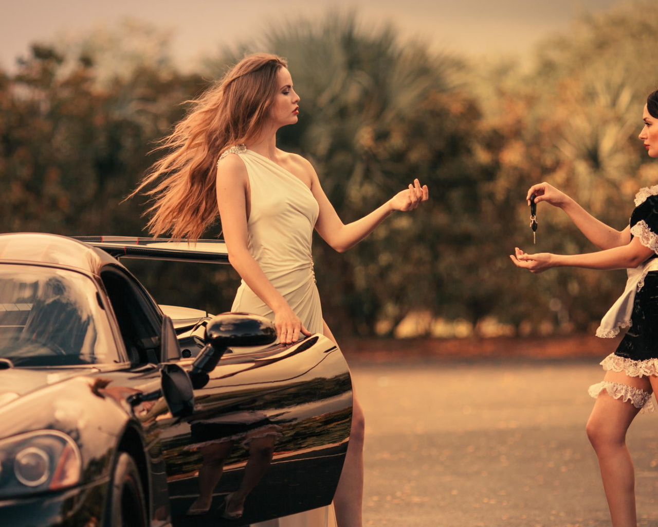 girls, car, viper