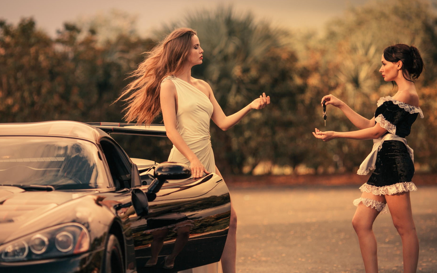 girls, car, viper