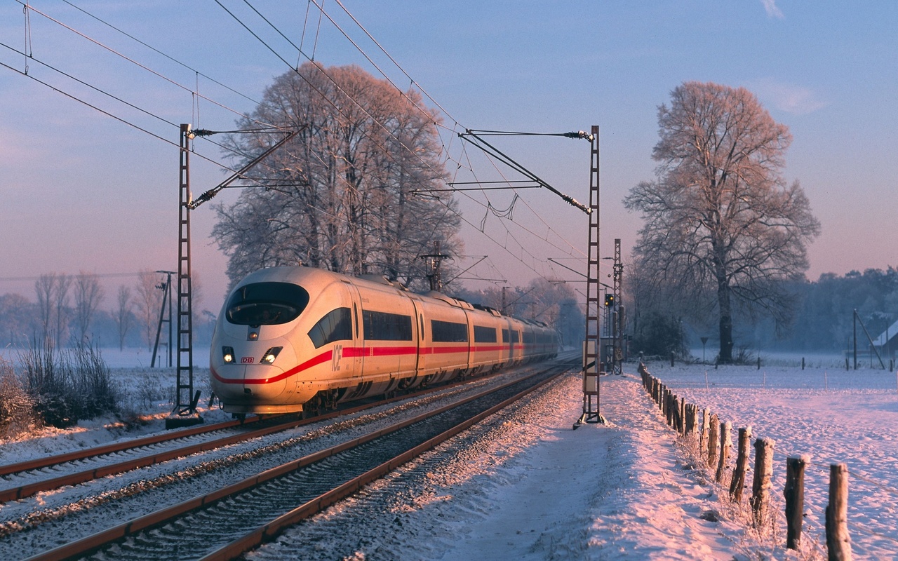 deutsche bahn,   , wintry landscape, ice 3,  , , diersfordt,  ,  -, north rhine-westphalia