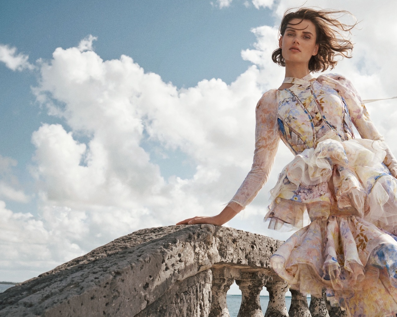 zimmermann, the dancer, spring summer 2022 campaign ad, rhythmic asymmetric dress, citrus garden