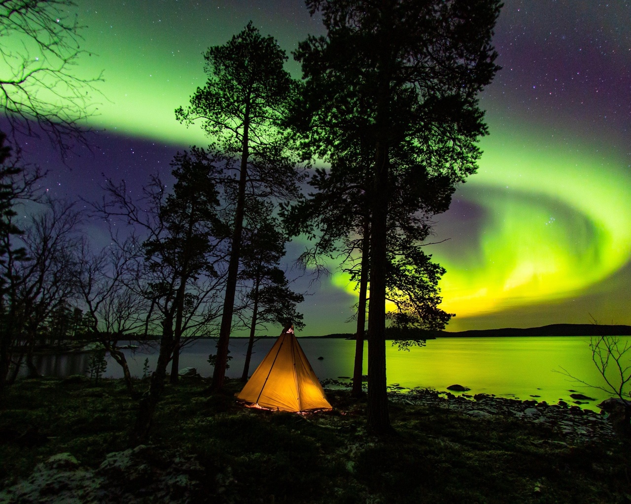 lapland, aurora borealis, northern lights, finland, nature