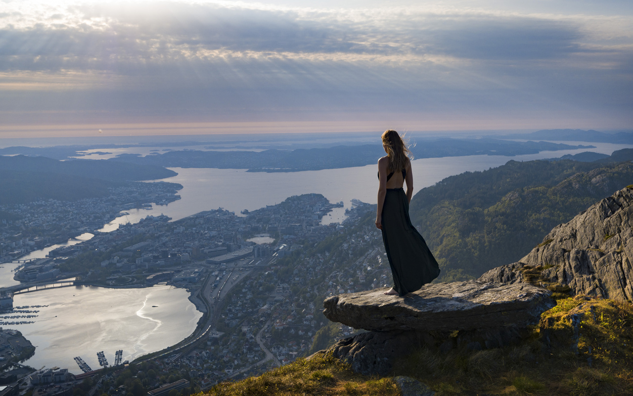 view from mount ulriken, bergen, norway