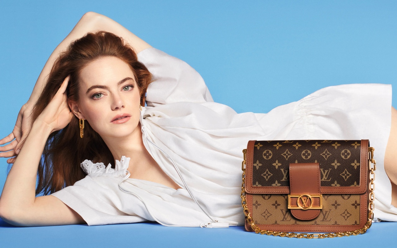 louis vuitton, dauphine bags spring summer 2022 campaign, emma stone