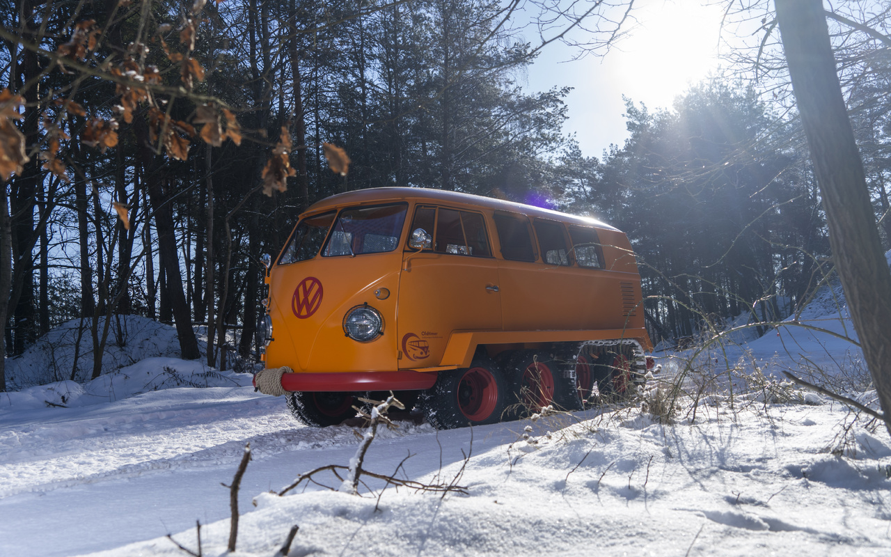 vw bus, half tracks, off all terrain monster, volkswagen type 2 t1, austria