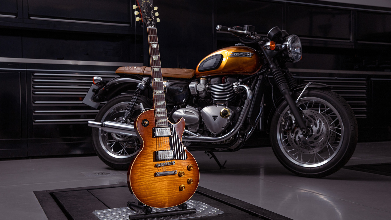 triumph, motorcycles, gibson, 1959, custom guitar