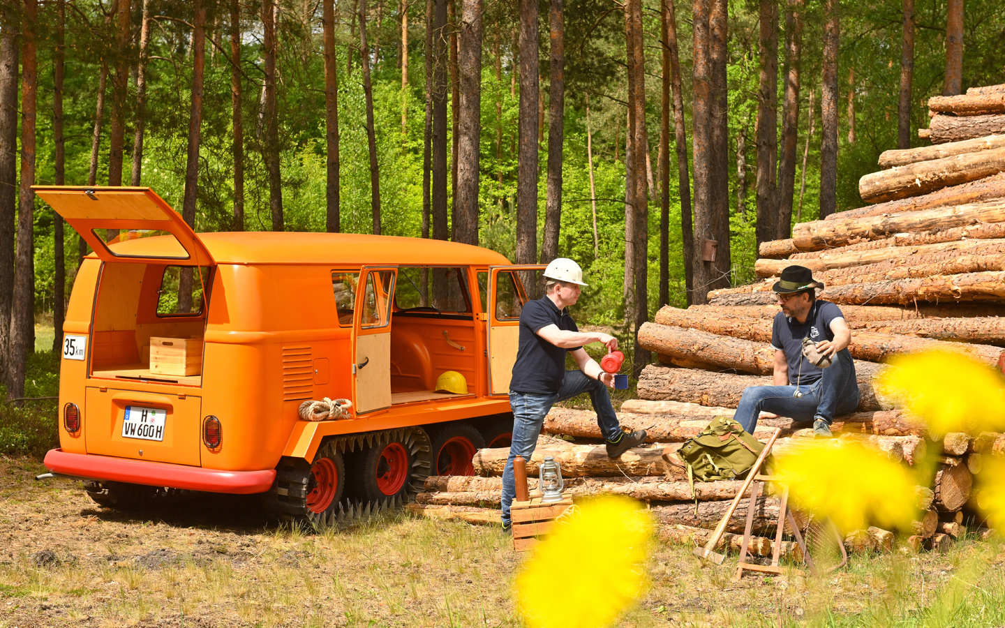 vw bus, half tracks, off all terrain monster, volkswagen type 2 t1, austria