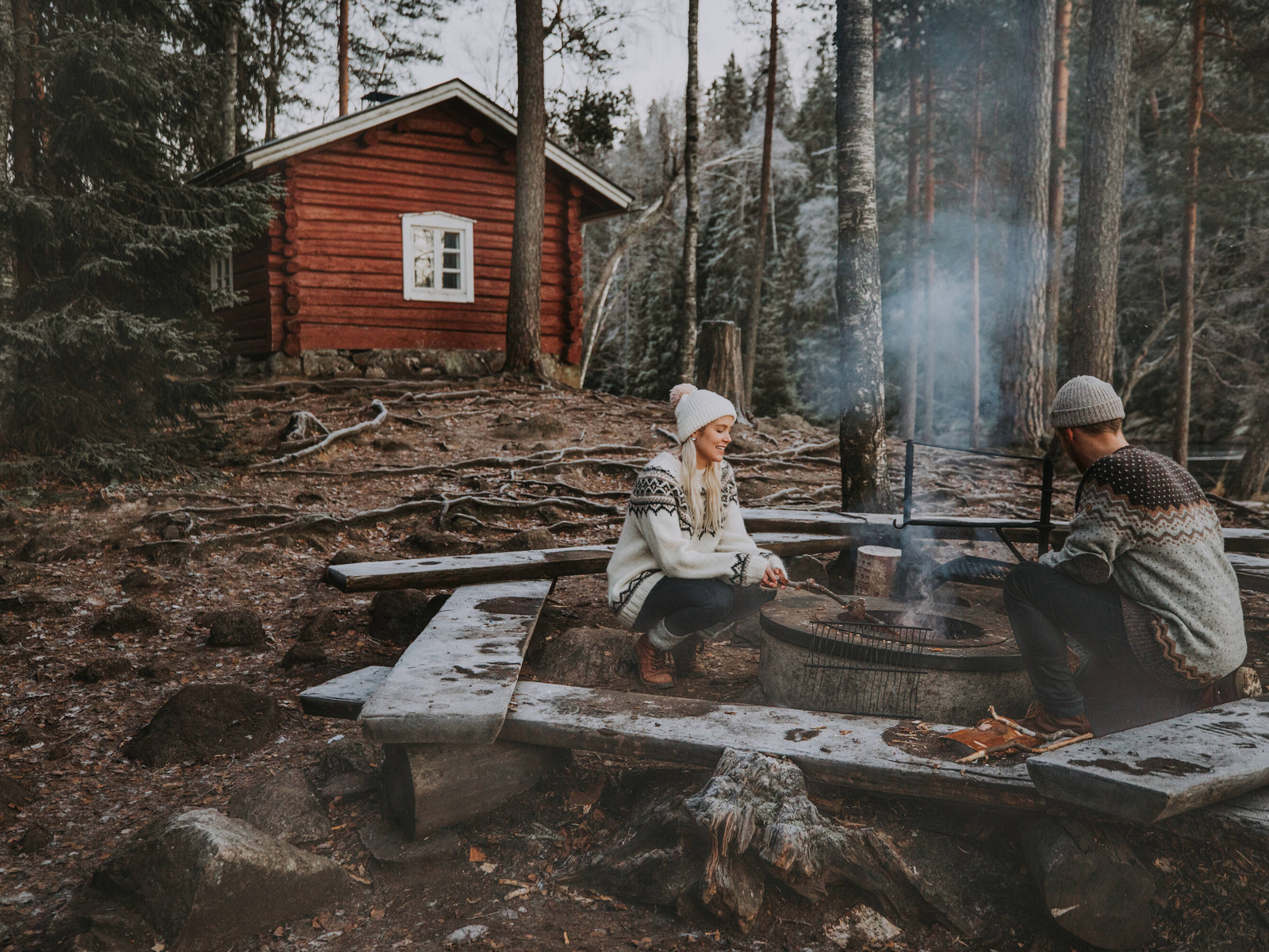 helvetinjarvi national park, campfire, finland, forest, arctic nature