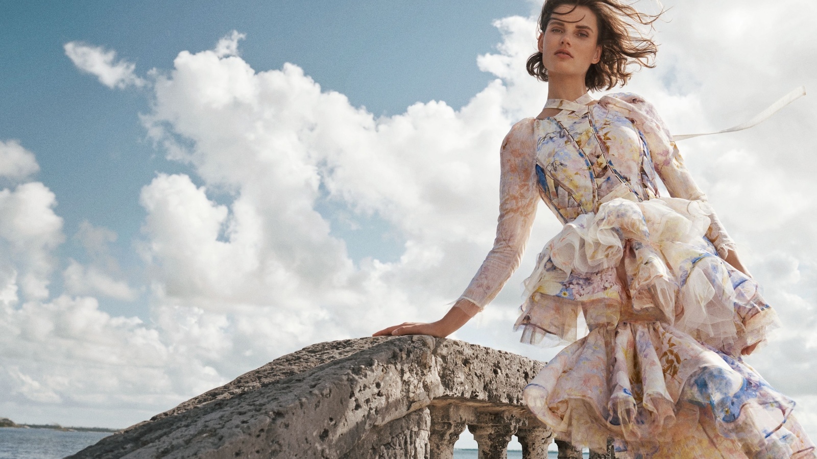 zimmermann, the dancer, spring summer 2022 campaign ad, rhythmic asymmetric dress, citrus garden