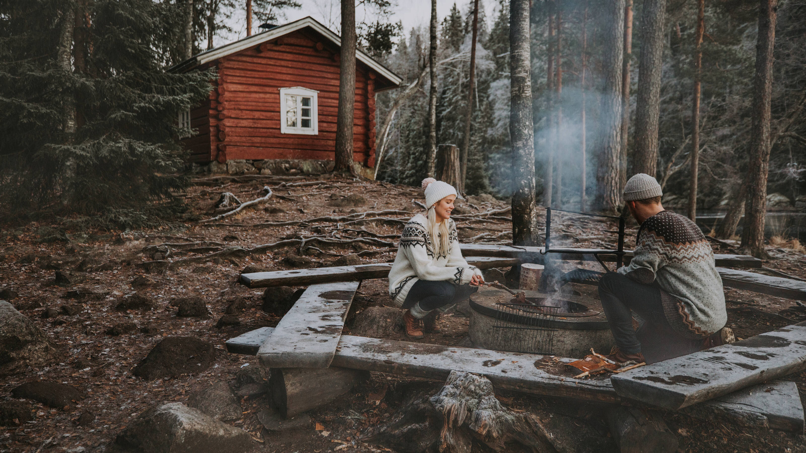 helvetinjarvi national park, campfire, finland, forest, arctic nature