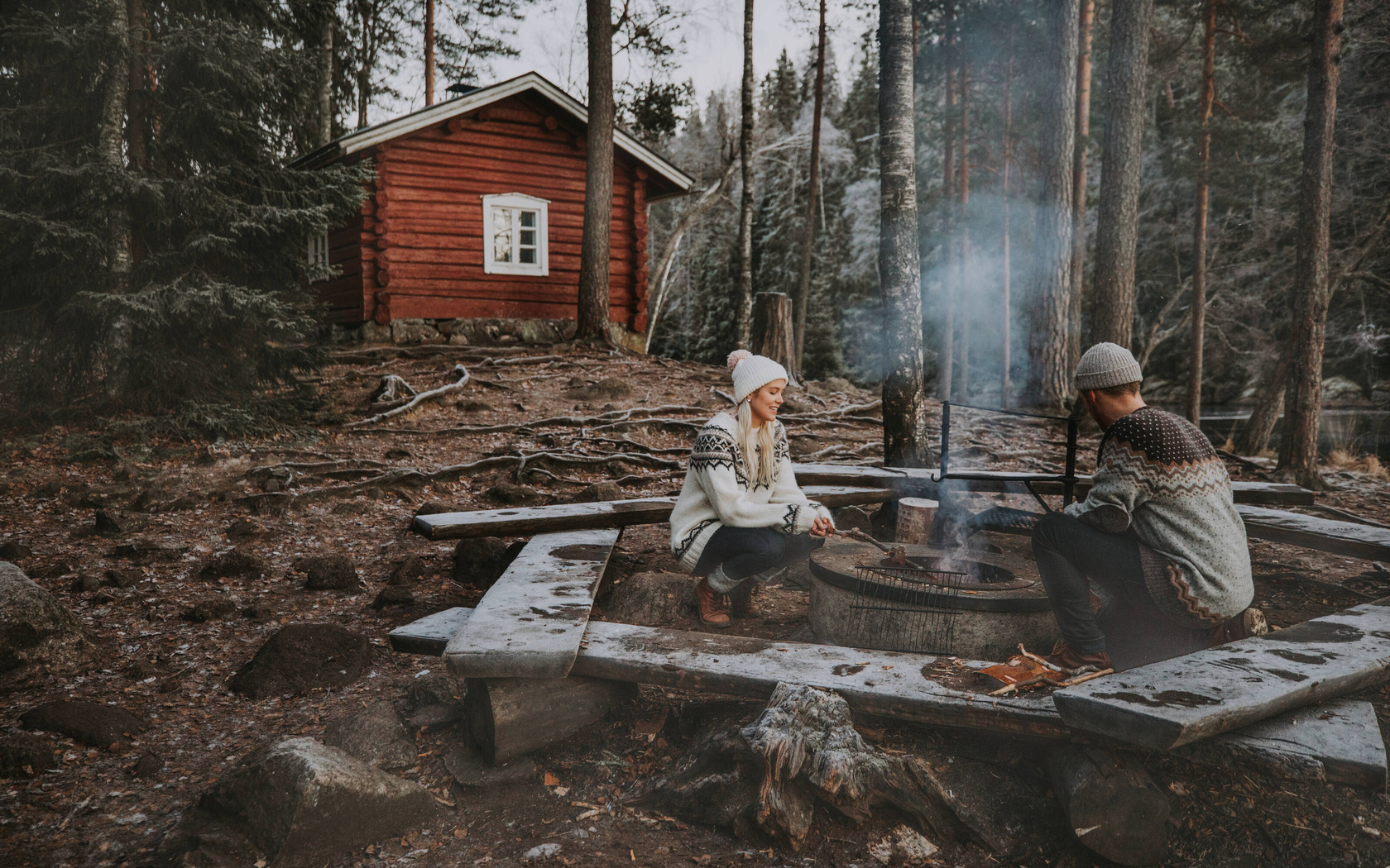 helvetinjarvi national park, campfire, finland, forest, arctic nature