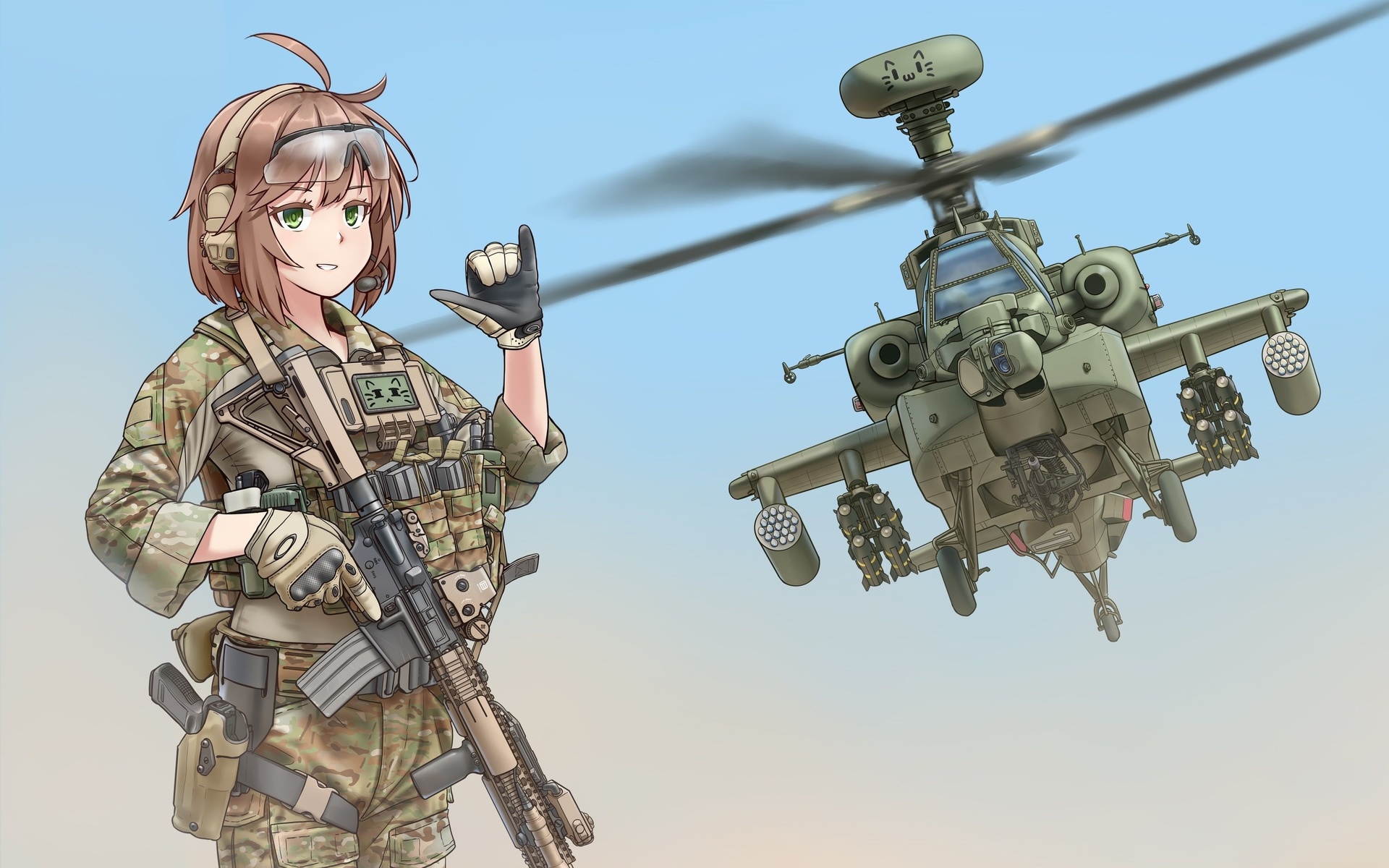 military, guns, anime, girls frontline