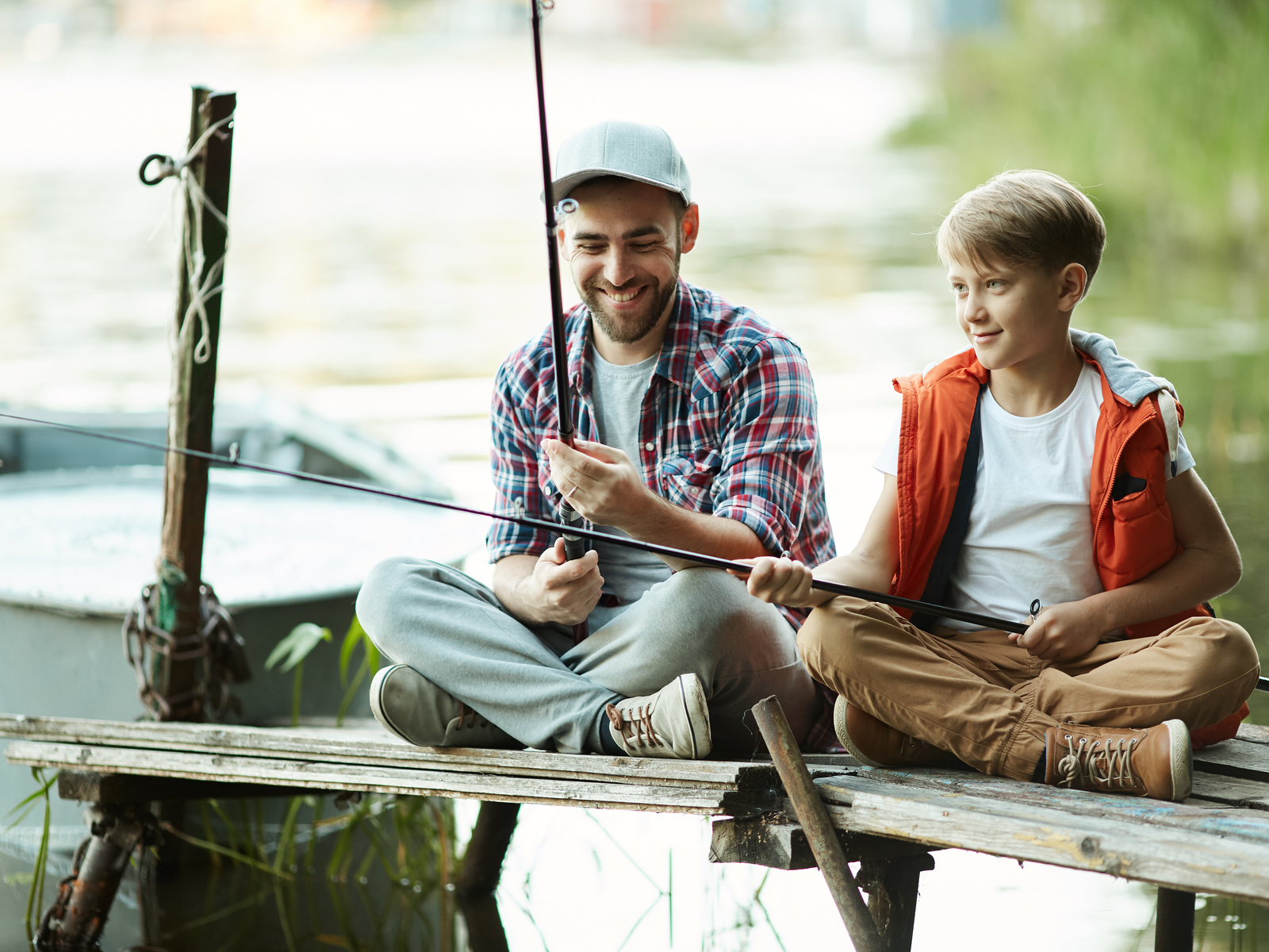 nature, fishing, river, family vacation