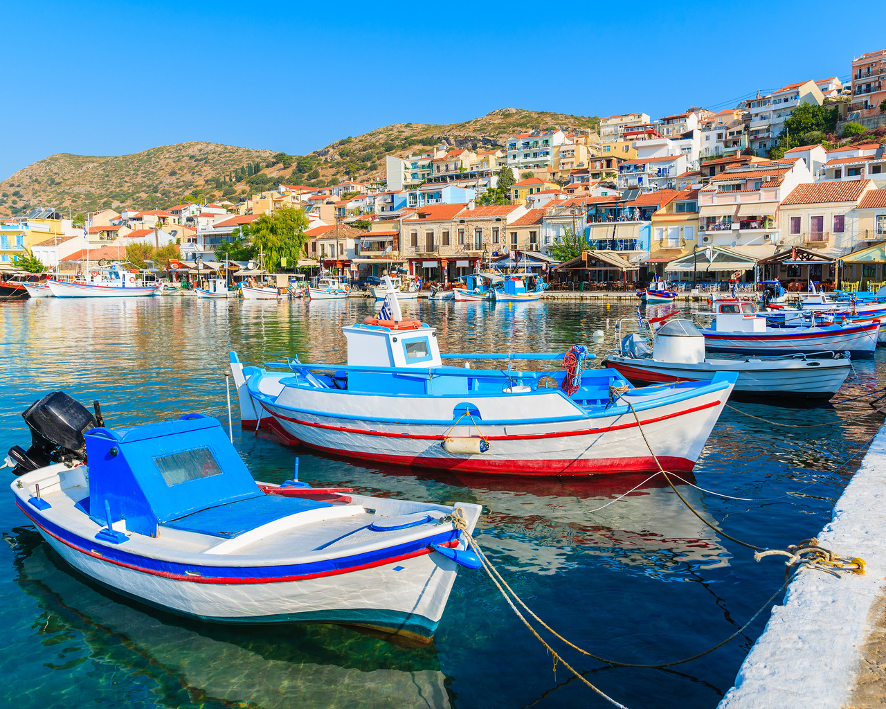 pythagoreio, samos, greece, view of the harbour