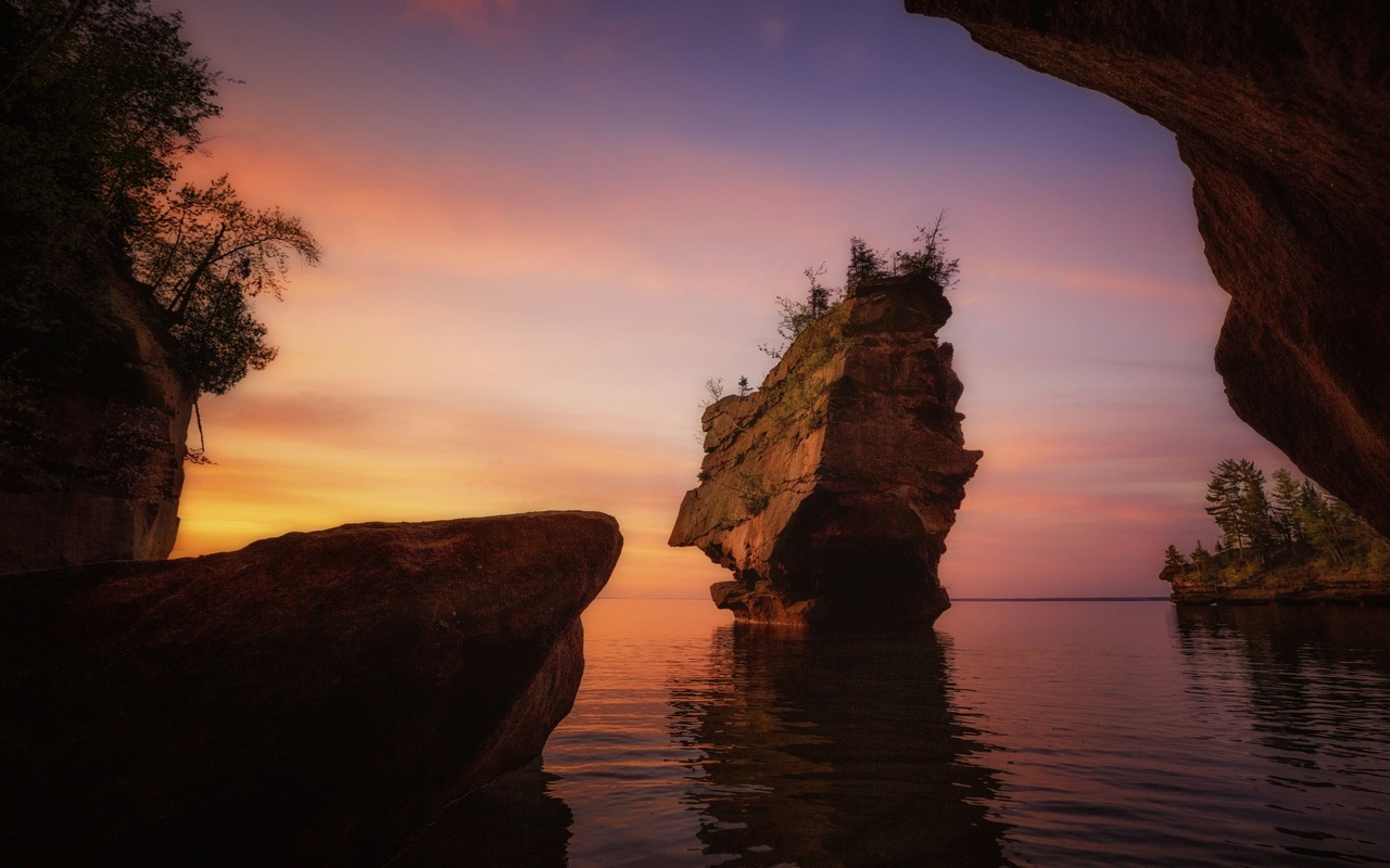 sunrise, apostle islands national lakeshore, wisconsin