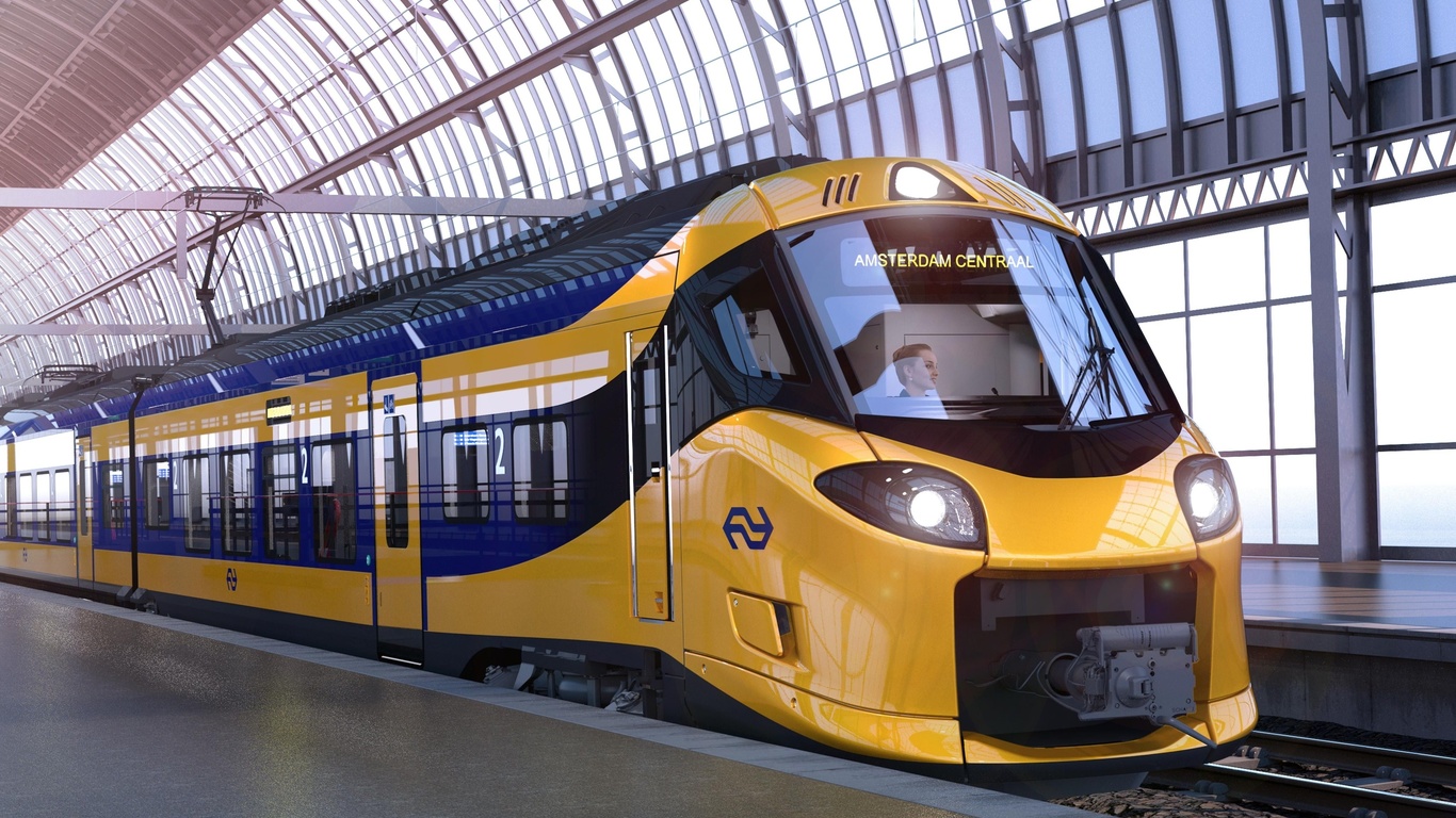 regional train, alstom, central station, rotterdam, coradia stream intercity