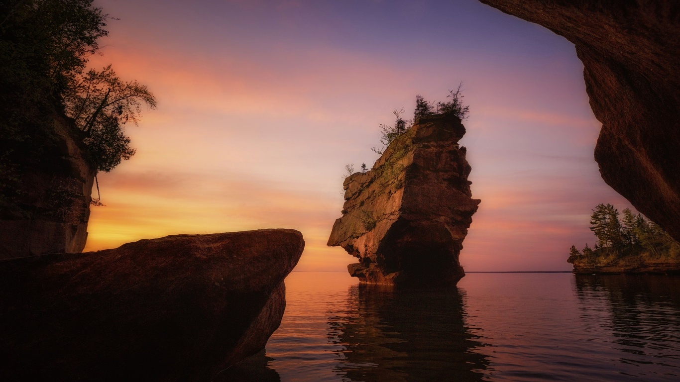 sunrise, apostle islands national lakeshore, wisconsin