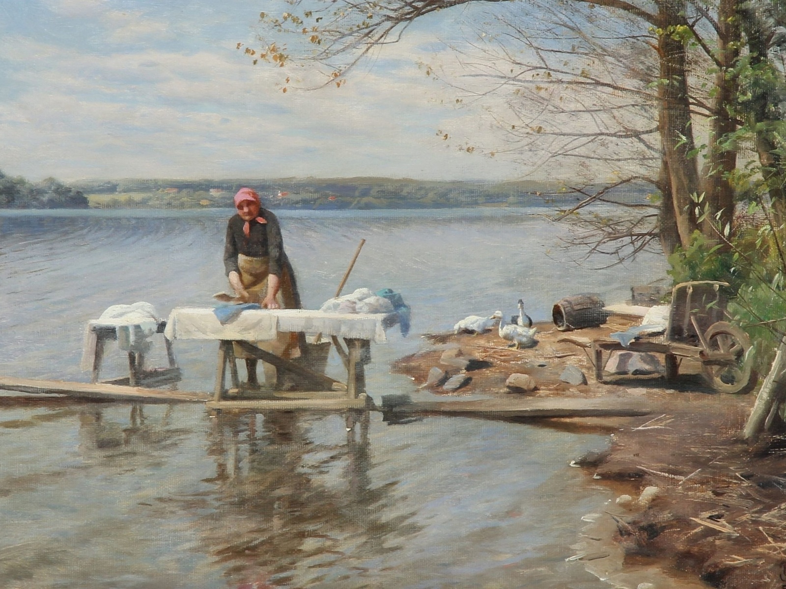 peder mork monsted, danish, washerwoman at esrum lake