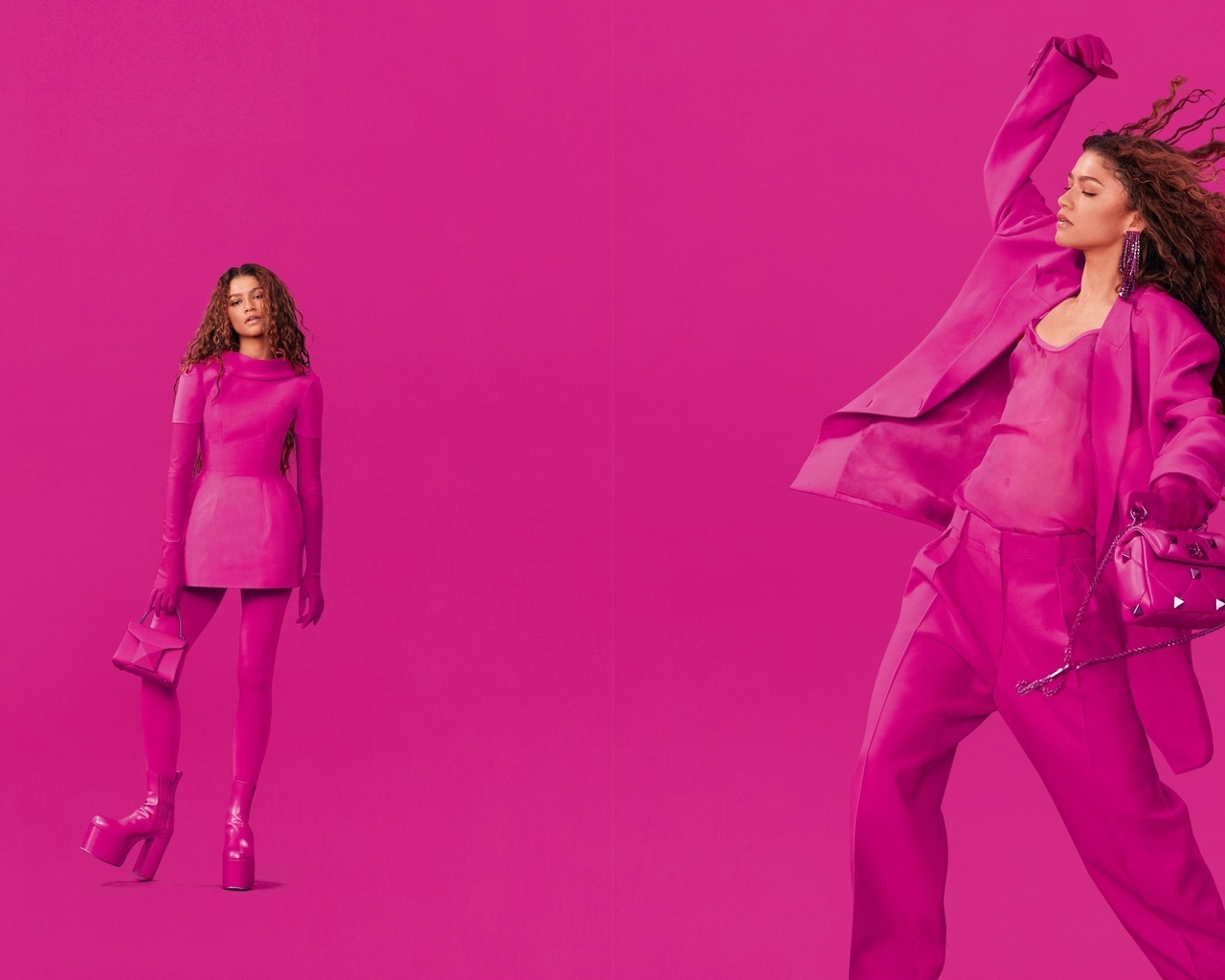 valentino, fashion, zendaya, valentino pink pp campaign