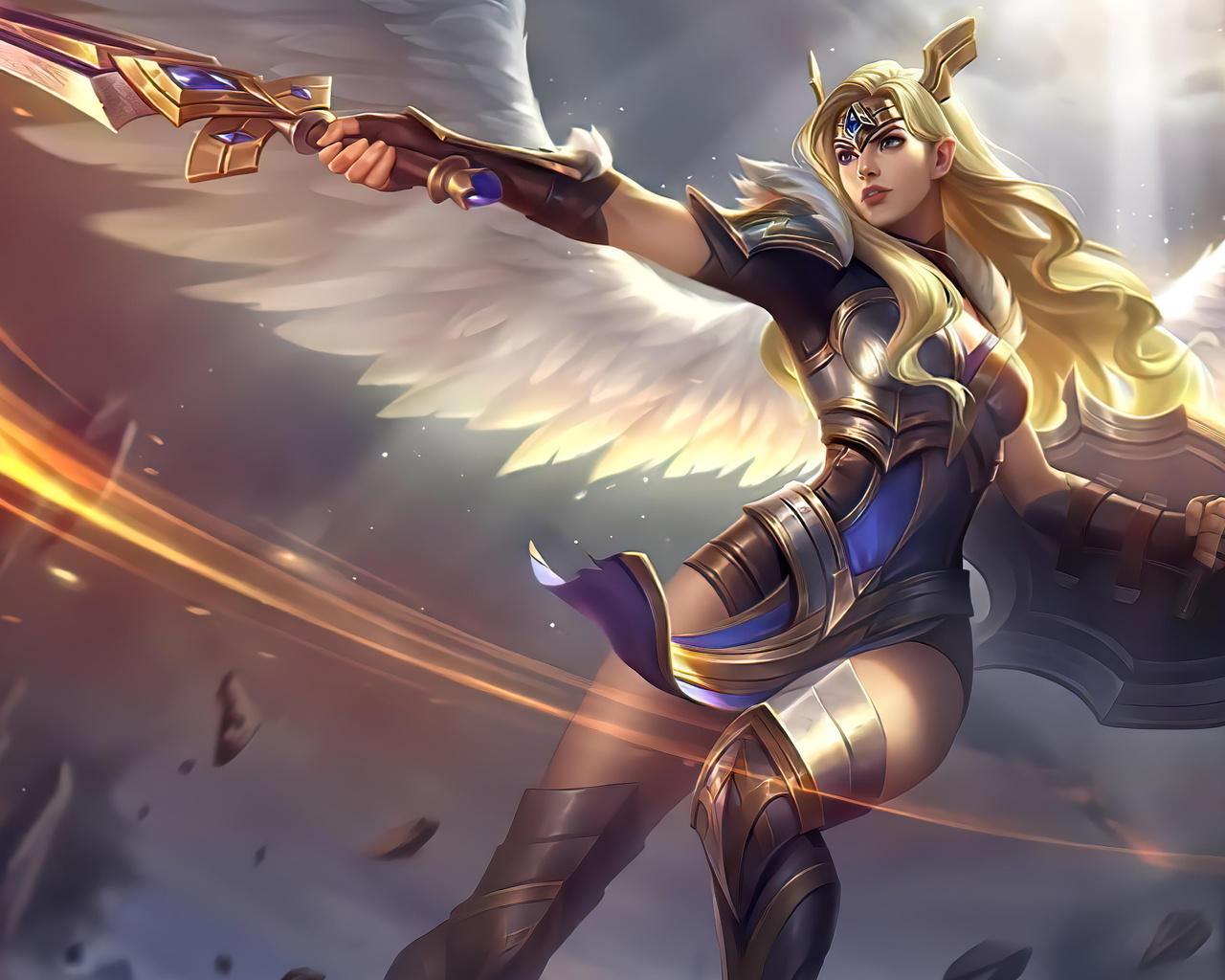 freya, wings, fantasy, luminos, girl, angel, game, mobile legends, frumusete