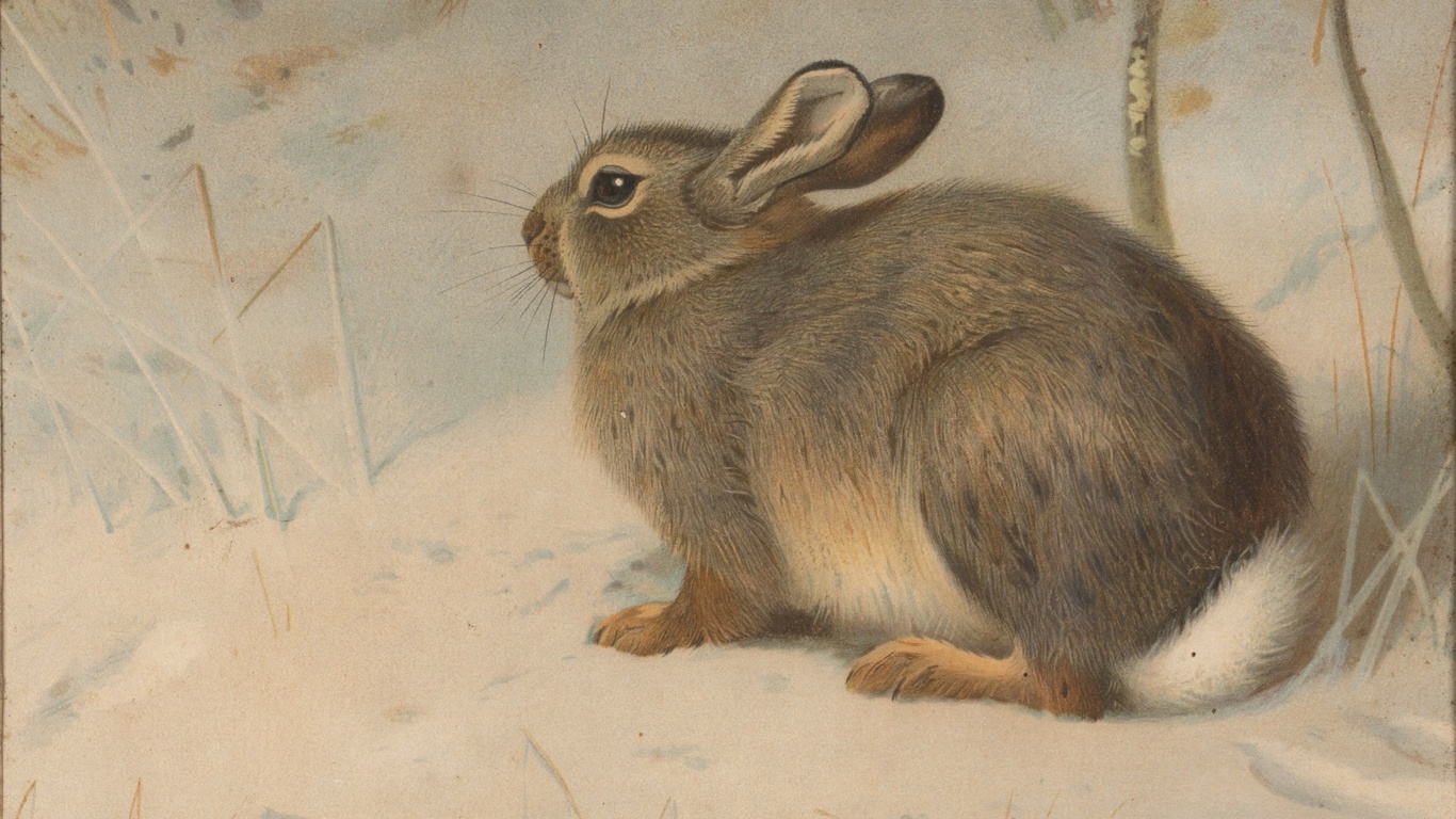 archibald thorburn, scottish, rabbit in snow