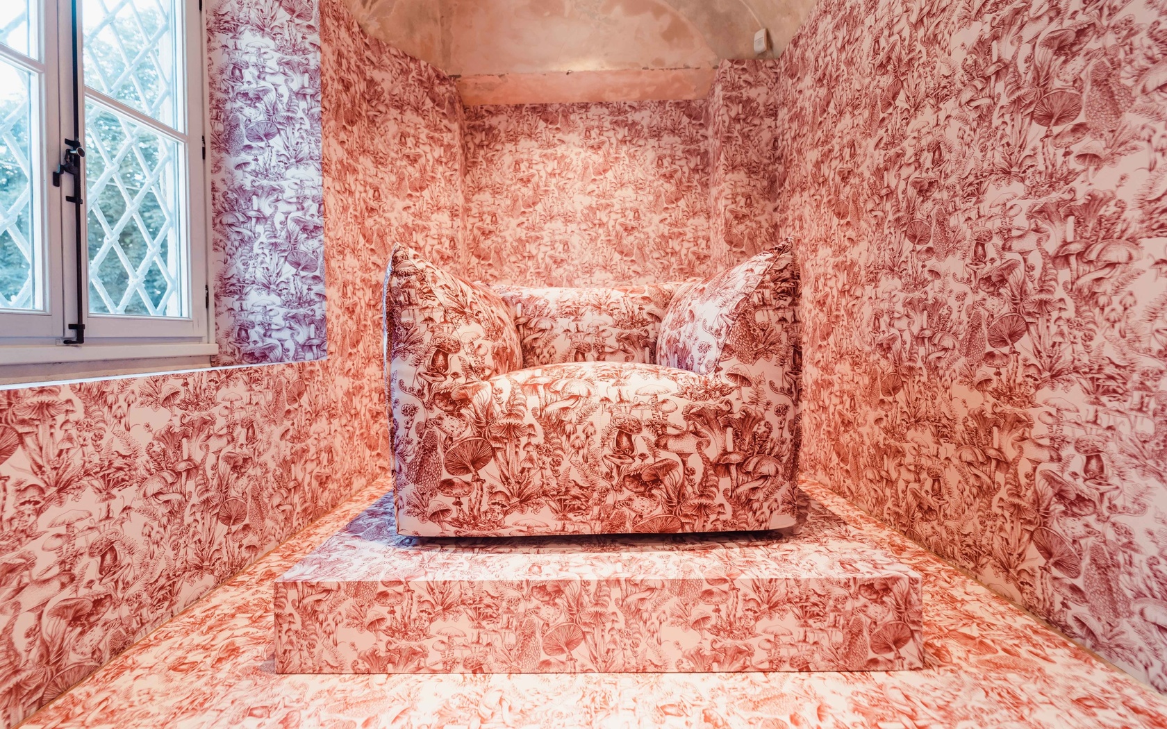 stella mccartney, cole and son, exclusive sustainable wallpaper, fungi forest, furniture