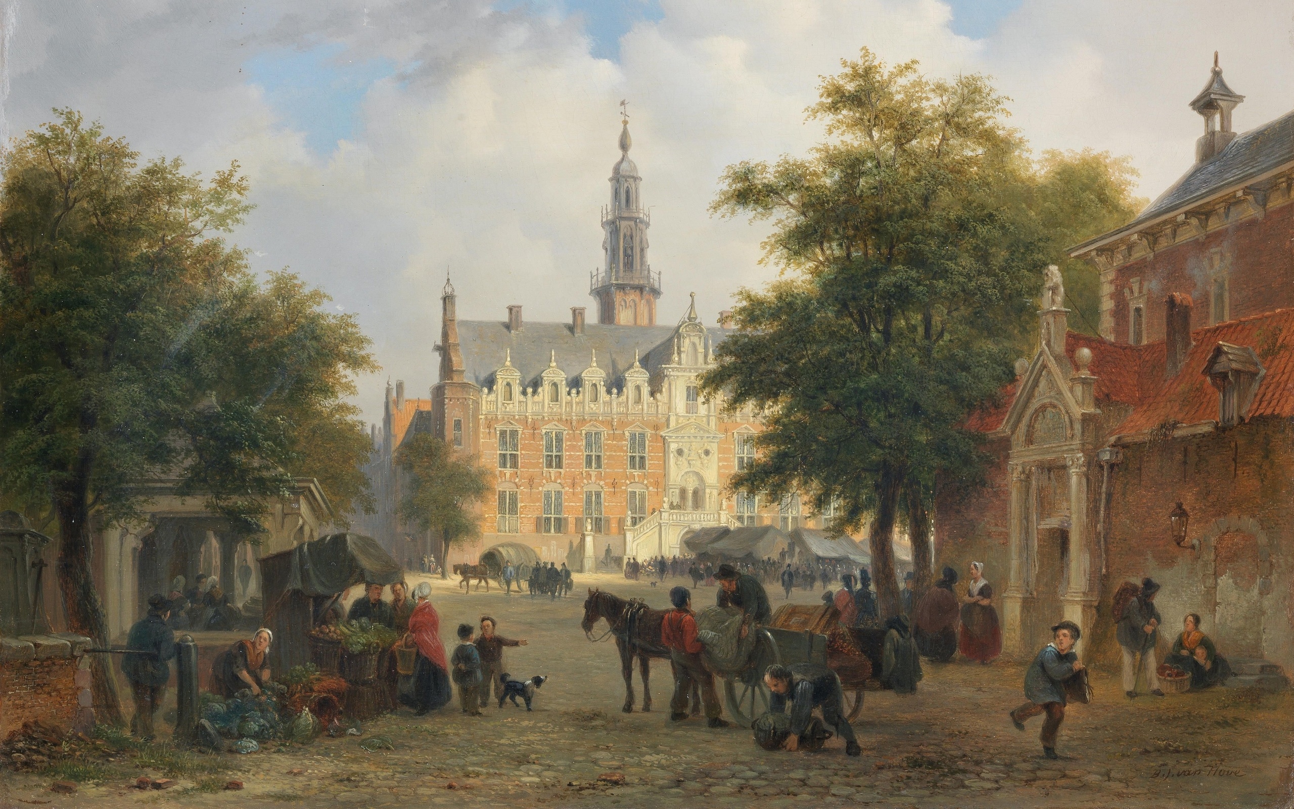 bartholomeus johannes van hove, dutch, street scene, amsterdam