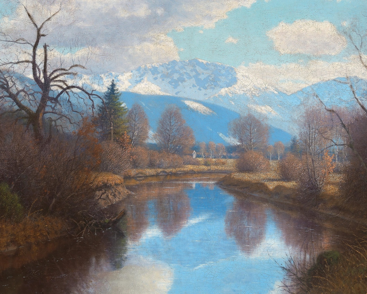 fritz muller-landeck, german, river course in late autumn