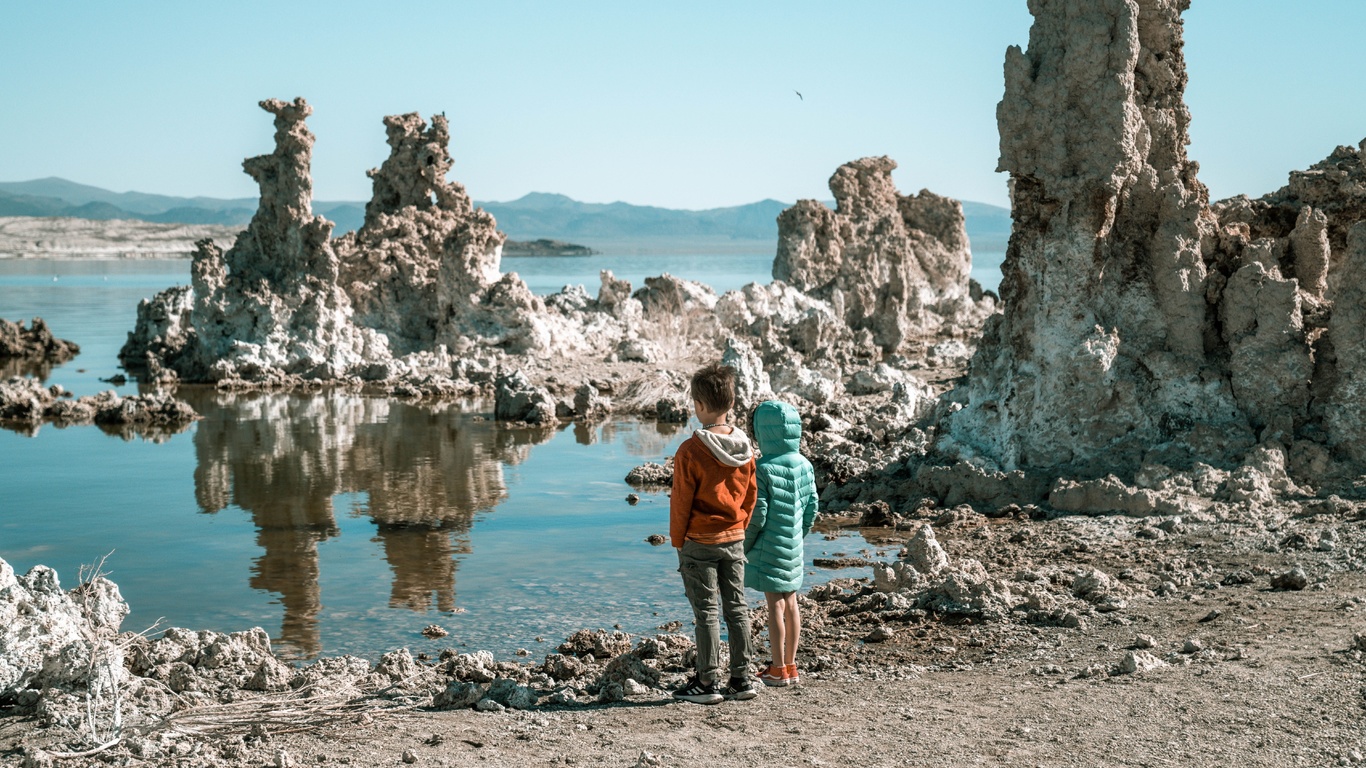 mono lake, ancient saline lake, tufa towers, california