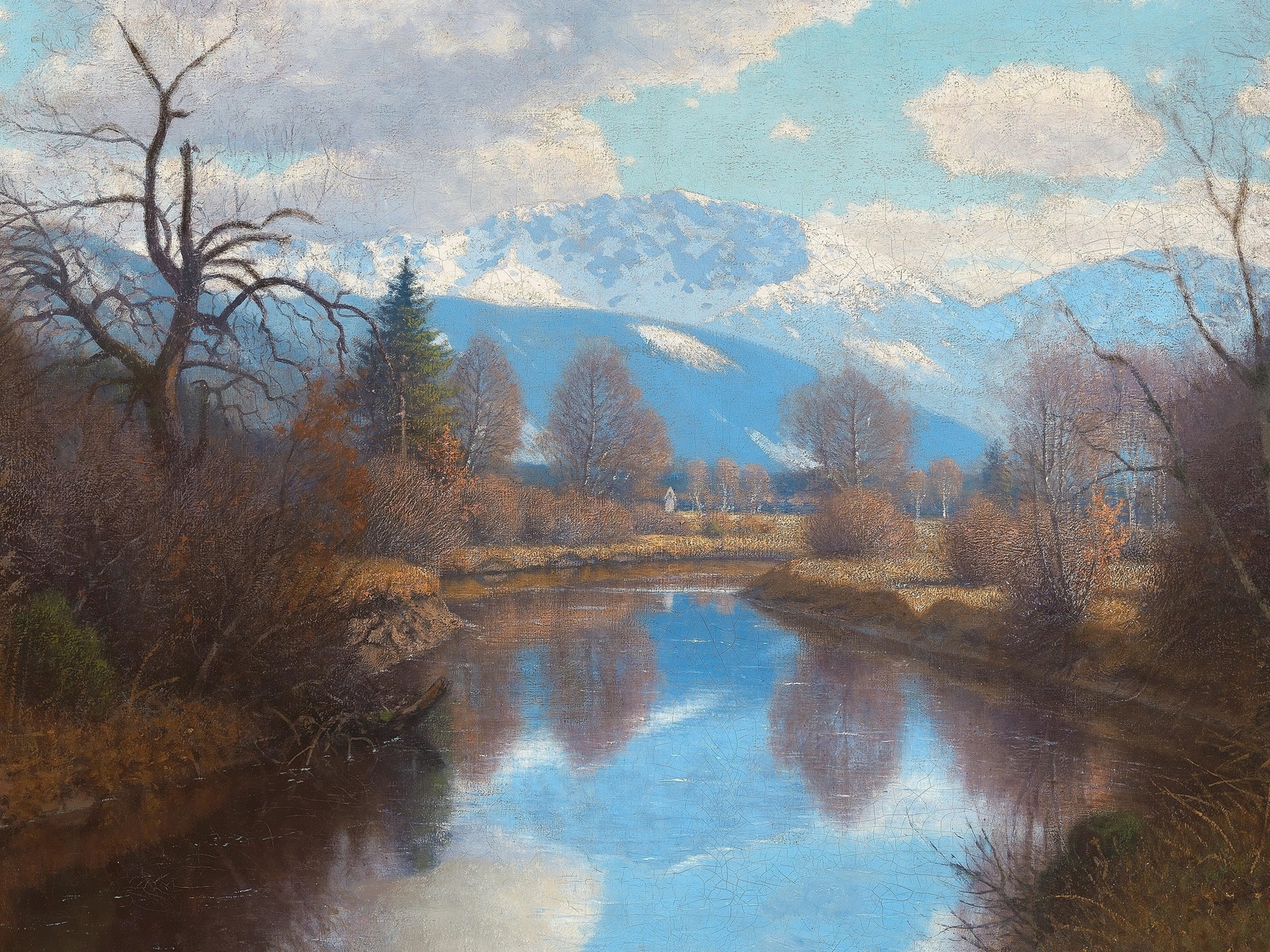 fritz muller-landeck, german, river course in late autumn