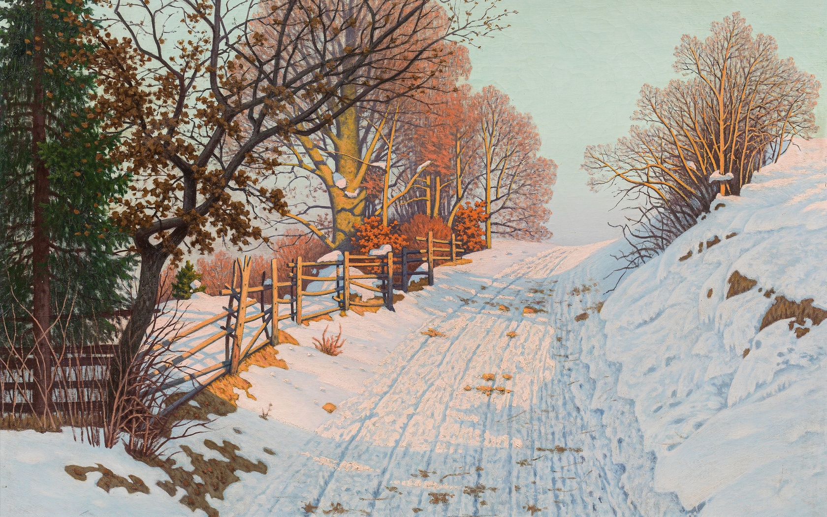 fritz muller-landeck, german, snowy path