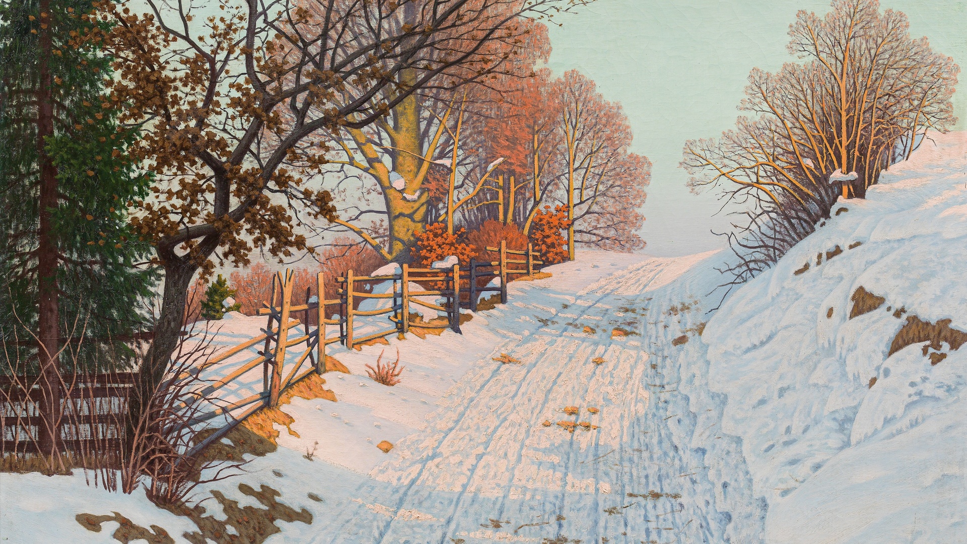 fritz muller-landeck, german, snowy path