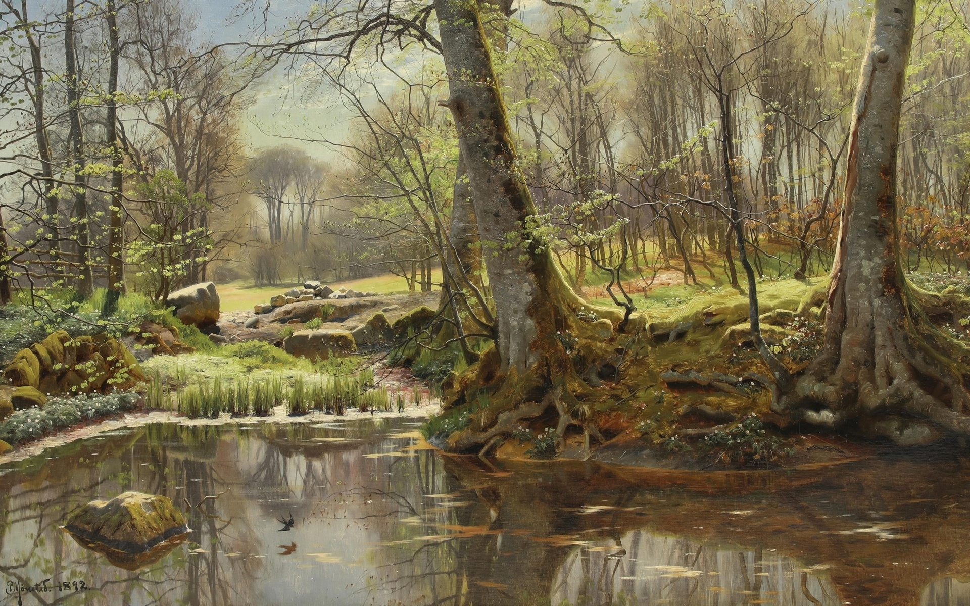 peder mork monsted, danish, 1892, the sparkle of spring