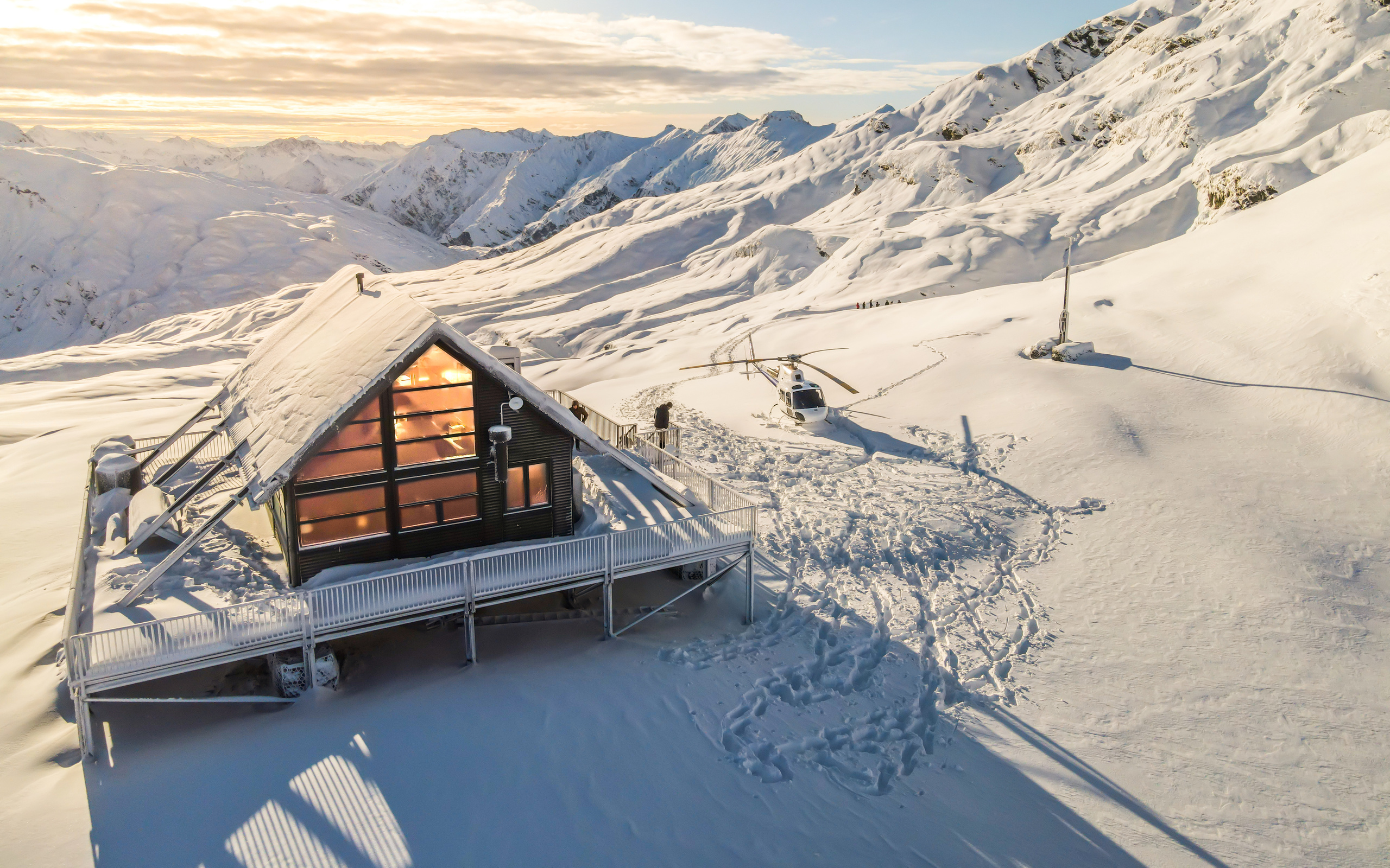 south island, alpine chalet, new zealand, southern alps