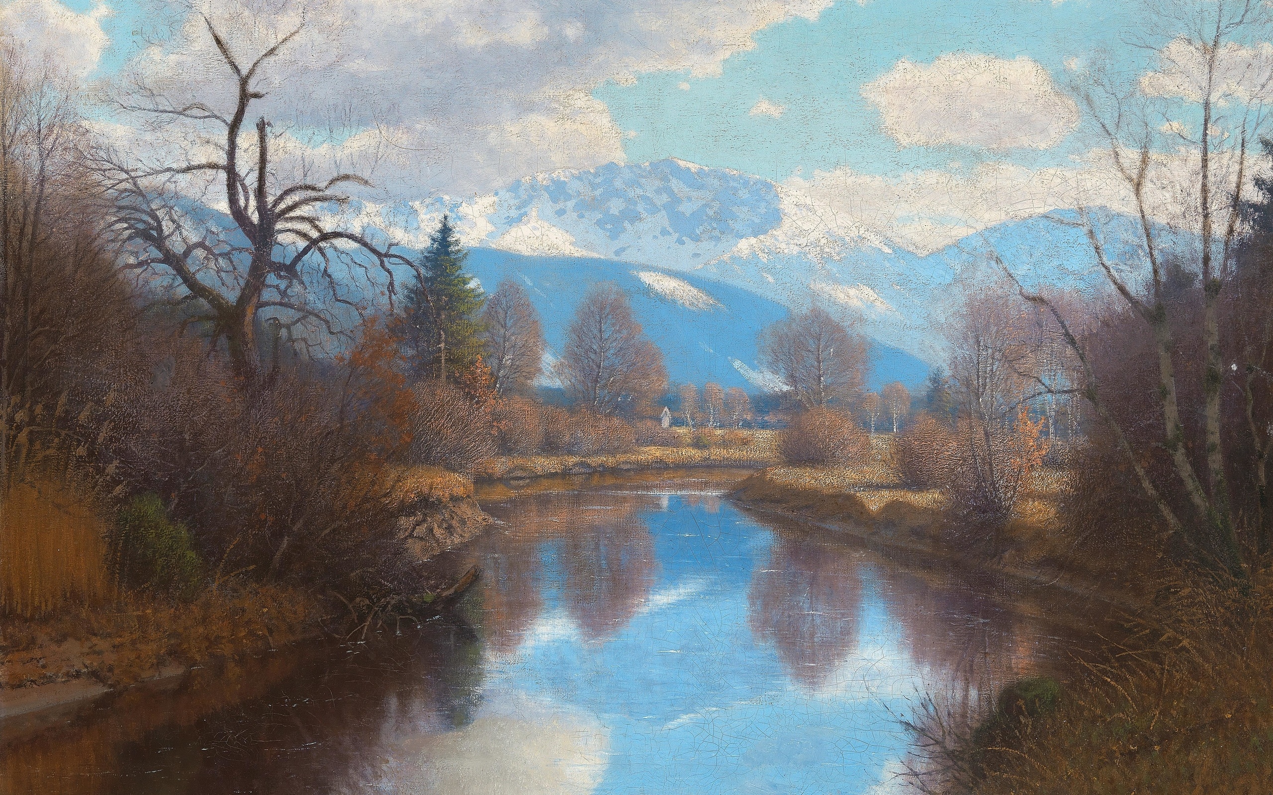 fritz muller-landeck, german, river course in late autumn